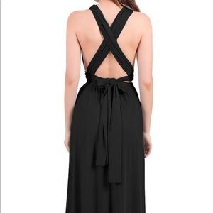 Black long dress multiple ways to tie